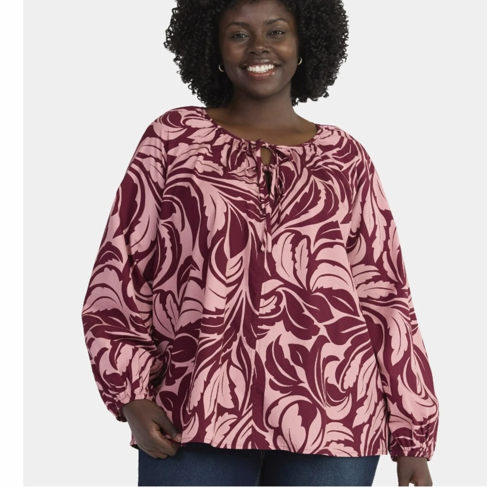 Terra & Sky Floral Print Cotton Blouse